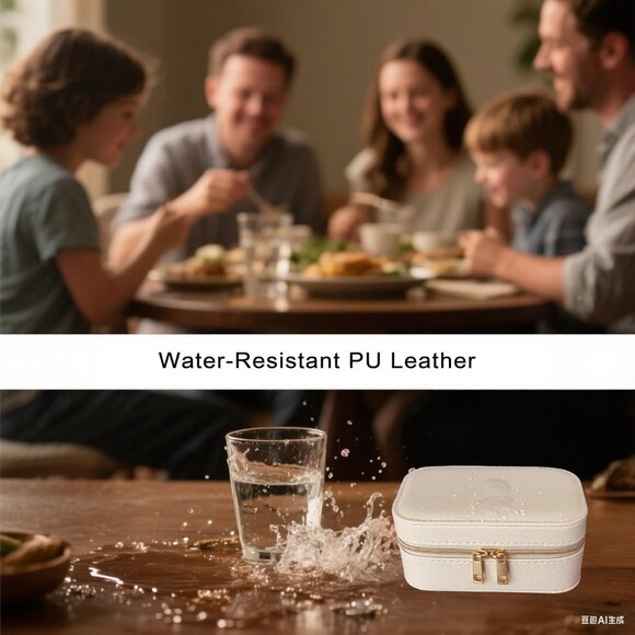 Small Travel Jewelry Case With PU Leather, Sturdy And Smooth Gold Metal Zipper, - Picture 2 of 9